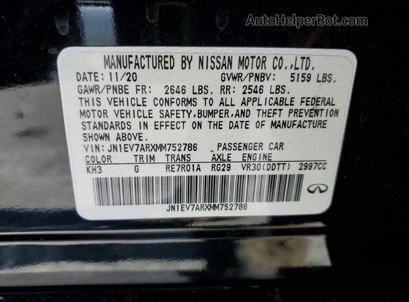 JN1EV7ARXMM752786 2021 INFINITI Q50 Black Vista del compartimento del motor