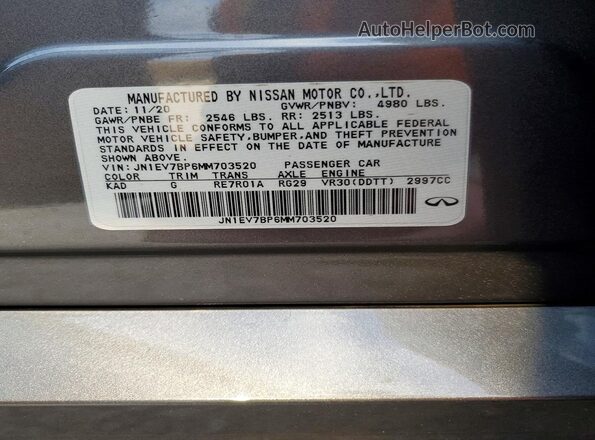 JN1EV7BP6MM703520 2021 INFINITI Q50 Gray 