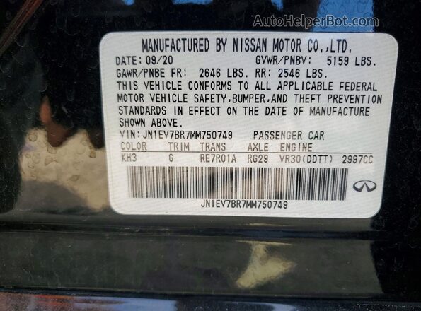 JN1EV7BR7MM750749 2021 INFINITI Q50 Black Widok komory silnika