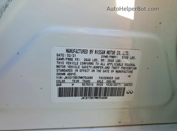 JN1EV7BR7MM754686 2021 INFINITI Q50 White Widok komory silnika