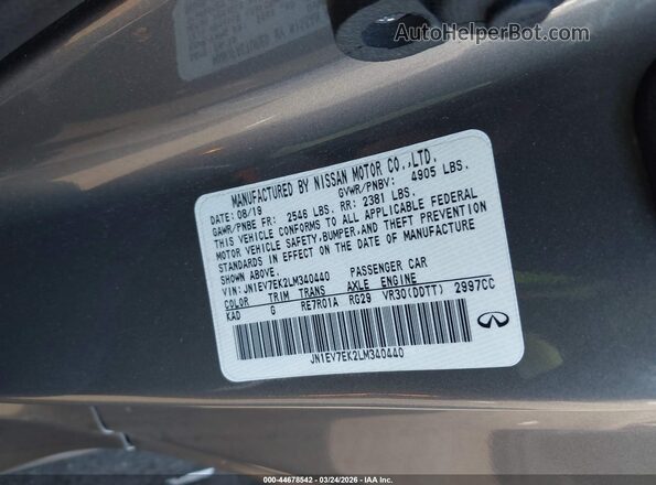 JN1EV7EK2LM340440 2020 INFINITI Q60 Gray Engine compartment view
