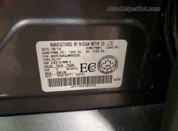 JN1FV7AR2LM660235 2020 INFINITI Q50 Gray Engine compartment view