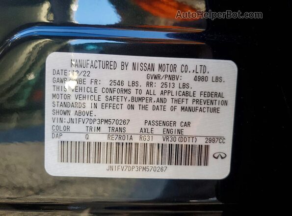 JN1FV7DP3PM570267 2023 INFINITI Q50 Black Շարժիչի բաժամունքի տեսք