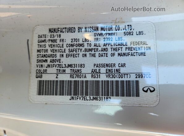 JN1FV7EL3JM631183 2018 INFINITI Q60 White Widok komory silnika