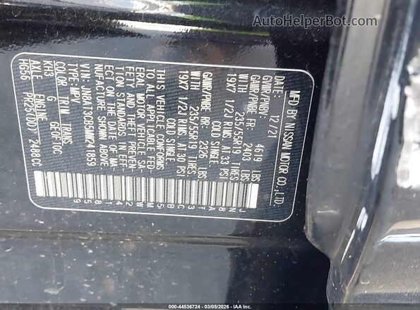 JN8AT3CB5MW241859 2021 NISSAN ROGUE Black Շարժիչի բաժամունքի տեսք