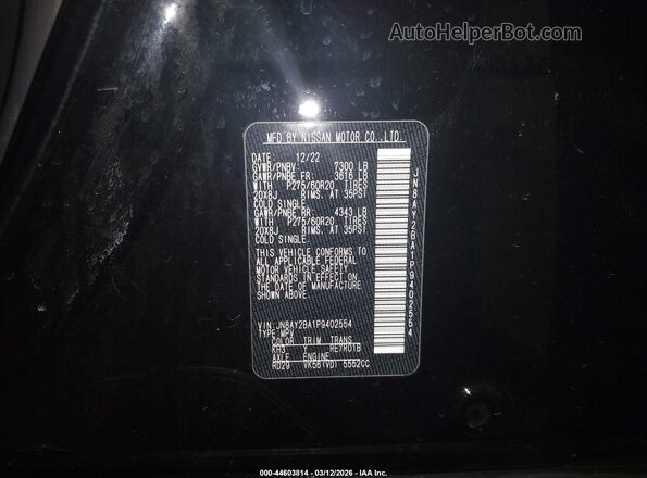 JN8AY2BA1P9402554 2023 NISSAN ARMADA Черный Вид подкапотного пространства