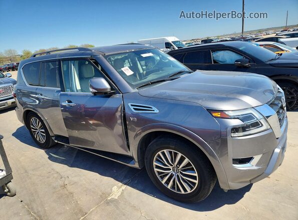 JN8AY2BA4M9371148 2021 NISSAN ARMADA Gray Delantero derecho