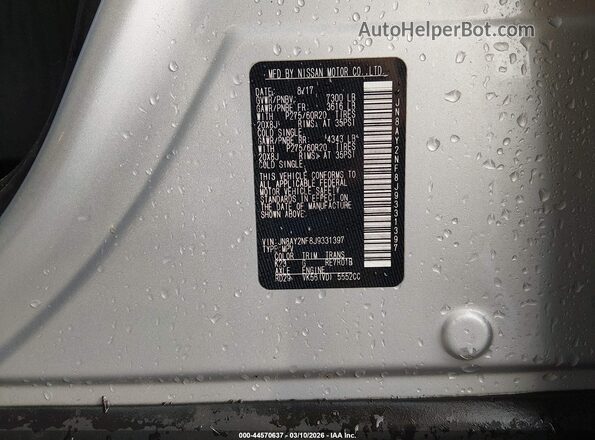 JN8AY2NF8J9331397 2018 NISSAN ARMADA Silver Widok komory silnika