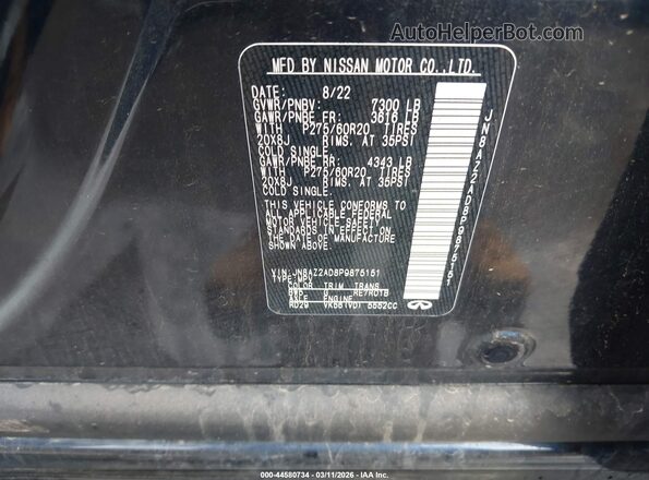 JN8AZ2AD8P9875151 2023 INFINITI QX80 Blue ძრავის განყოფილების ხედი
