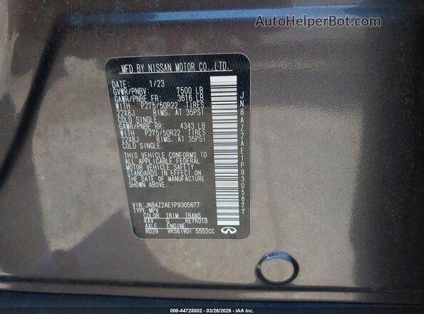 JN8AZ2AE1P9305677 2023 INFINITI QX80 Gray Engine compartment view