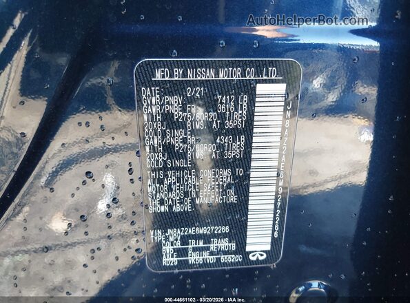 JN8AZ2AE6M9272266 2021 INFINITI QX80 Dark Blue Շարժիչի բաժամունքի տեսք