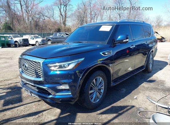 JN8AZ2AE6M9272266 2021 INFINITI QX80 Dark Blue Առջևի ձախ երեք քառորդ տեսարան