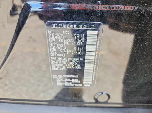 JN8AZ2AF9M9716622 2021 INFINITI QX80 Black Вид наклейки з VIN-кодом