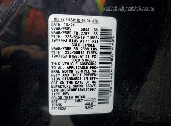 JN8BF0BE1SM461997 2025 NISSAN ARIYA Black VIN sticker view