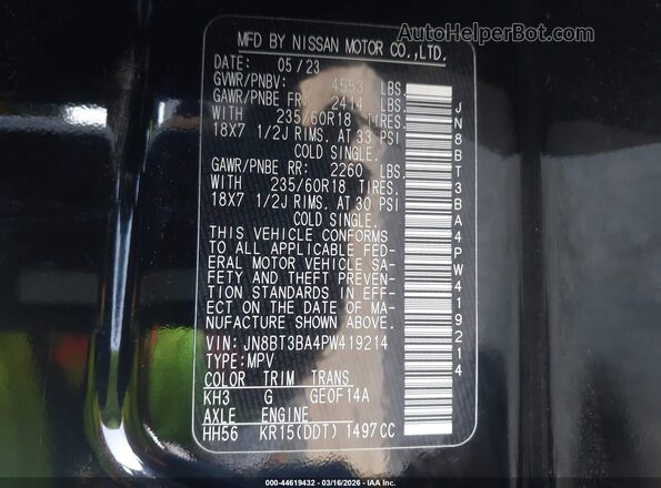 JN8BT3BA4PW419214 2023 NISSAN ROGUE Black 