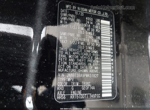 JN8BT3BA9PW431827 2023 NISSAN ROGUE Black Vista del compartimento del motor