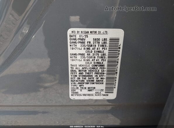 JN8DF0BF2SM768306 2025 NISSAN ARYIA Gray 