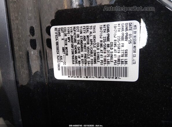 JN8DF0BF2SM768354 2025 NISSAN OTHER Black ძრავის განყოფილების ხედი
