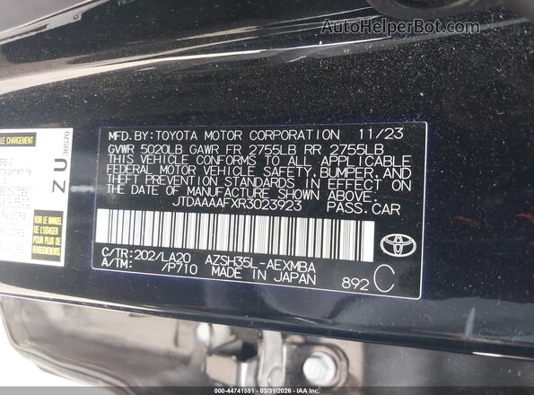JTDAAAAFXR3023923 2024 TOYOTA LIMITED Black Vista del compartimento del motor