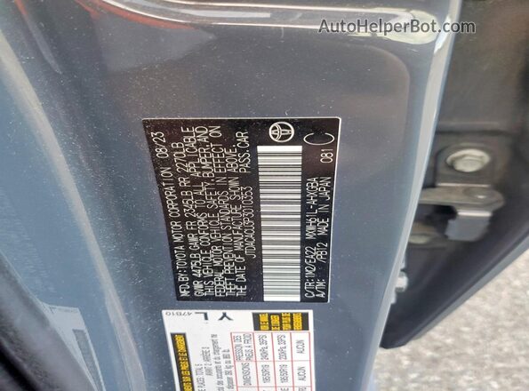 JTDACACU3P3010353 2023 TOYOTA PRIUS Gray Widok naklejki z numerem VIN