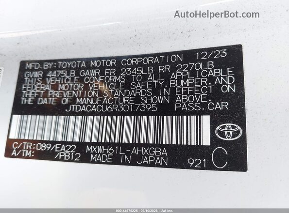 JTDACACU6R3017395 2024 TOYOTA PRIUS PRIME White Widok komory silnika