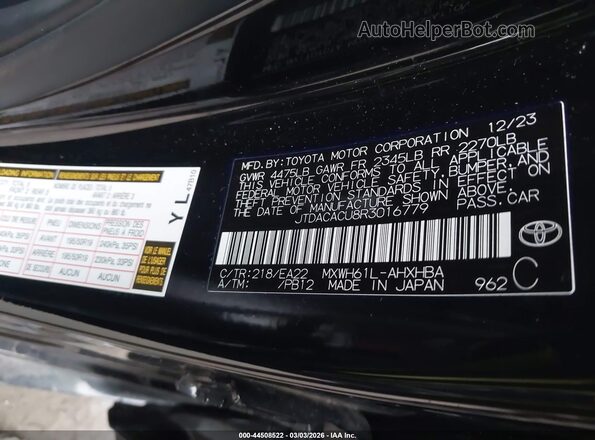 JTDACACU8R3016779 2024 TOYOTA PRIUS PRIME Black Widok komory silnika