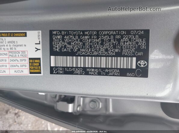 JTDACACU8R3025384 2024 TOYOTA PRIUS PRIME Silver Вид підкапотного простору