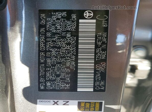 JTDAFAAF2S3010932 2025 TOYOTA CROWN Gray VIN sticker view