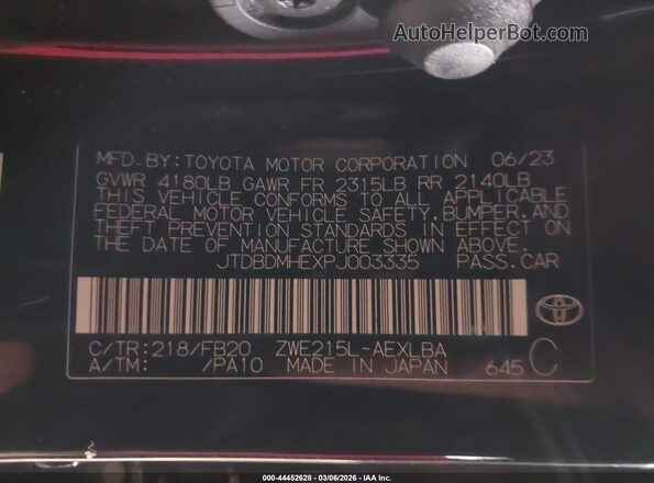 JTDBDMHEXPJ003335 2023 TOYOTA LL Black Widok komory silnika