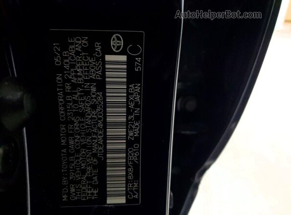 JTDEAMDE4MJ035284 2021 TOYOTA LL Blue Engine compartment view