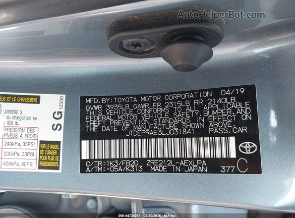 JTDEPRAE3LJ031841 2020 TOYOTA LL Blue 
