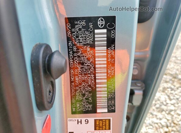 JTDKAMFU5M3135728 2021 TOYOTA PRIUS Green 