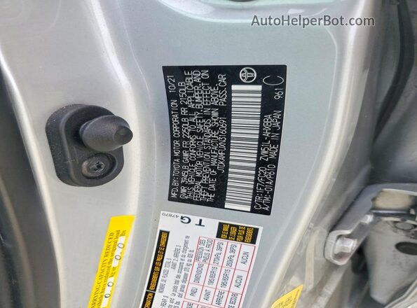 JTDKAMFUXN3160691 2022 TOYOTA PRIUS Silver Widok naklejki z numerem VIN