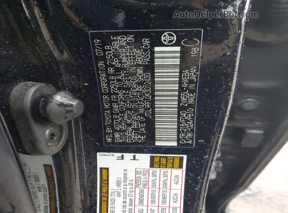 JTDL9RFU2K3012430 2019 TOYOTA PRIUS Black VIN sticker view