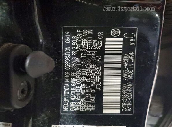 JTDL9RFU8K3011394 2019 TOYOTA PRIUS Black Вид підкапотного простору