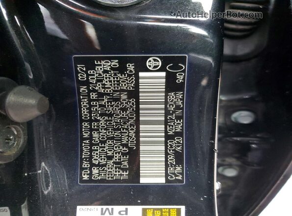 JTDS4MCE7MJ075256 2021 TOYOTA LL Black Widok komory silnika