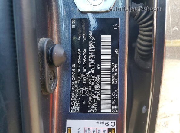 JTEDU5JR9M5229491 2021 TOYOTA LIMITED Gray VIN կոդի պիտակի տեսք