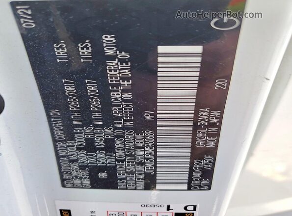 JTEMU5JR3M5960689 2021 TOYOTA 4RUNNER White Вид підкапотного простору