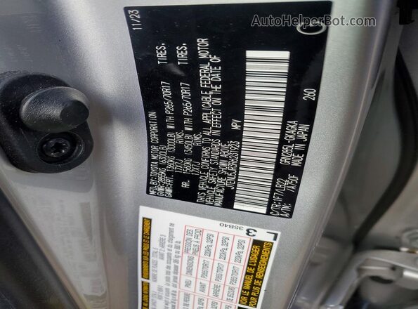 JTENU5JR3R6231923 2024 TOYOTA 4RUNNER Silver Widok naklejki z numerem VIN