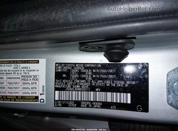 JTENU5JRXM5930111 2021 TOYOTA 4RUNNER Silver Вид підкапотного простору
