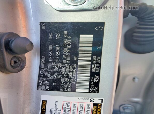 JTERU5JR0M5841309 2021 TOYOTA 4RUNNER Silver Вид наклейки з VIN-кодом