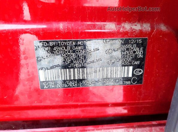 JTHBA1BL6GA000929 2016 LEXUS GS Red VIN կոդի պիտակի տեսք
