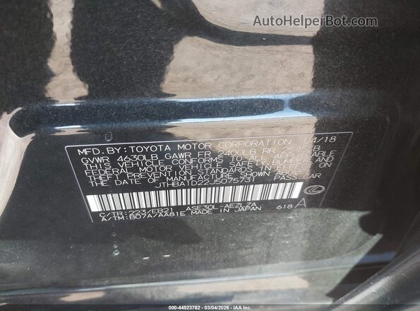 JTHBA1D22J5075731 2018 LEXUS IS 300 Black 