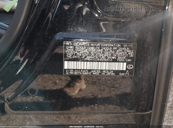 JTHBA1D24H5046516 2017 LEXUS IS 200T Black Engine compartment view