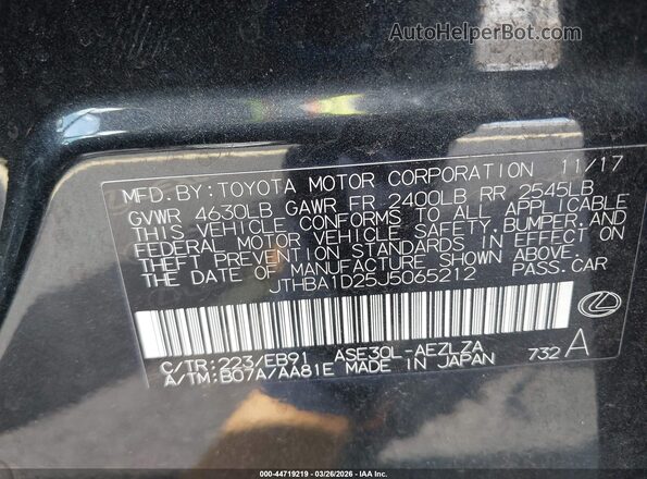 JTHBA1D25J5065212 2018 LEXUS IS 300 Black 