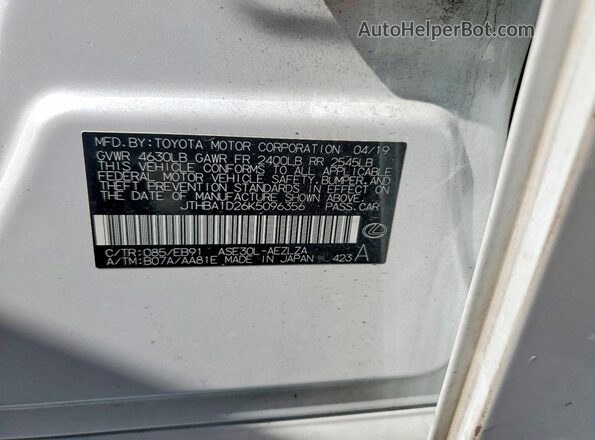 JTHBA1D26K5096356 2019 LEXUS IS White 