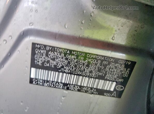 JTHBA1D2XK5093301 2019 LEXUS IS Gray 