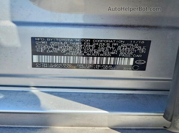 JTHBZ1BL4KA018055 2019 LEXUS GS Silver VIN sticker view