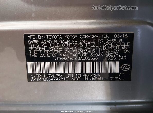 JTHBZ1BL6GA006528 2016 LEXUS GS 350 Silver ძრავის განყოფილების ხედი