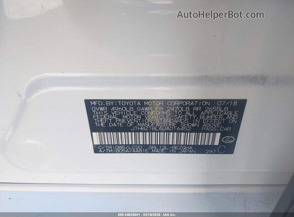 JTHBZ1BL6JA016452 2018 LEXUS GS 350 White ძრავის განყოფილების ხედი